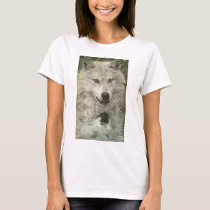 T-shirt Cinza Wolf Pencil Sketch Wildlife Art Gift