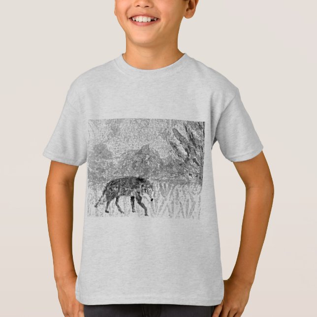 T-shirt Cinza Wolf Wild Animal (Frente)