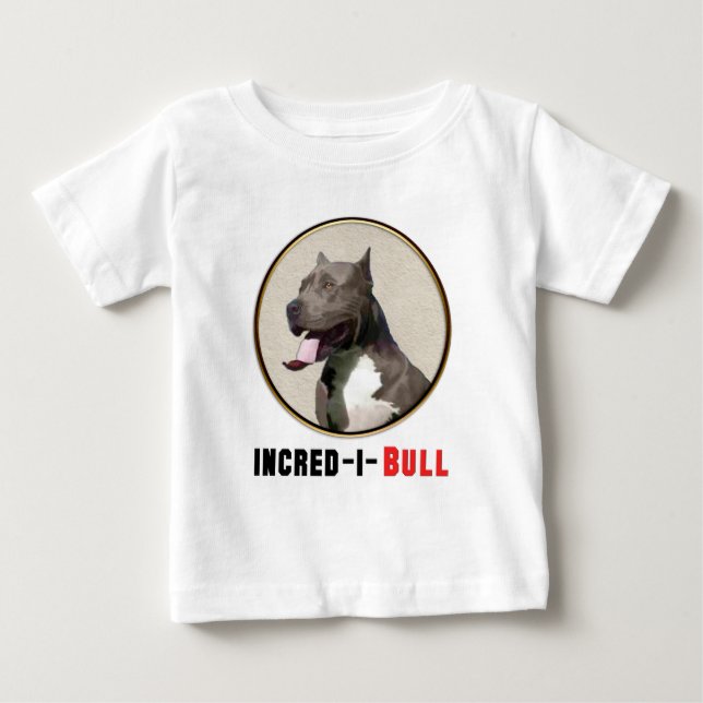 T-shirt Cinzas e Pitbull Branco Incred-i-Bull (Frente)