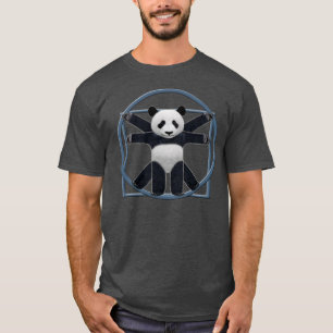 T-shirt cinzento da panda de Vitruvian dos homens