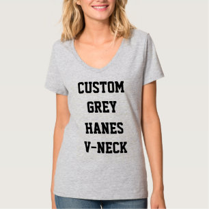 T-SHIRT CINZENTO do HANES V-NECK das mulheres