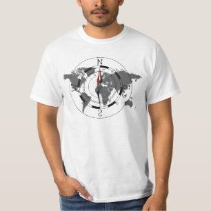 T-shirt cinzento do valor do mundo de Campass