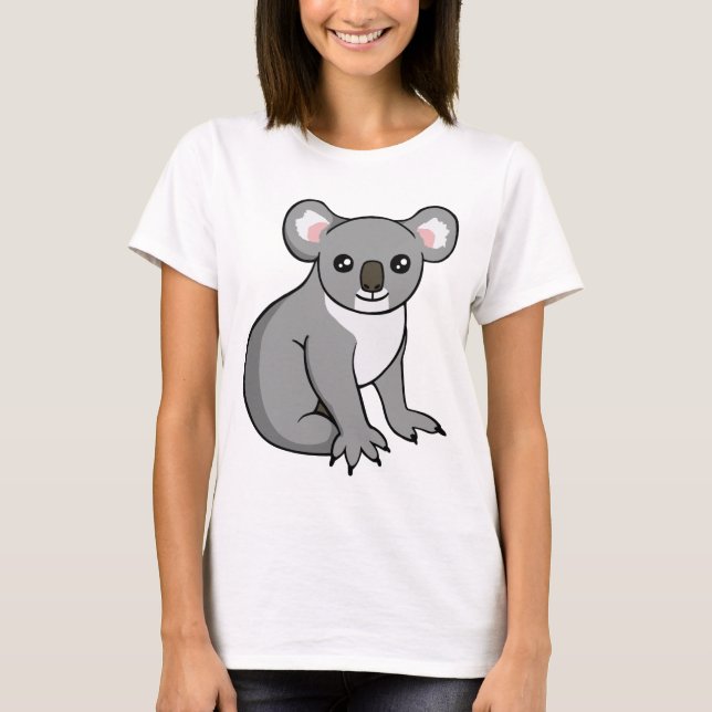 T-shirt cinzento feliz bonito do desenho do Koala (Frente)