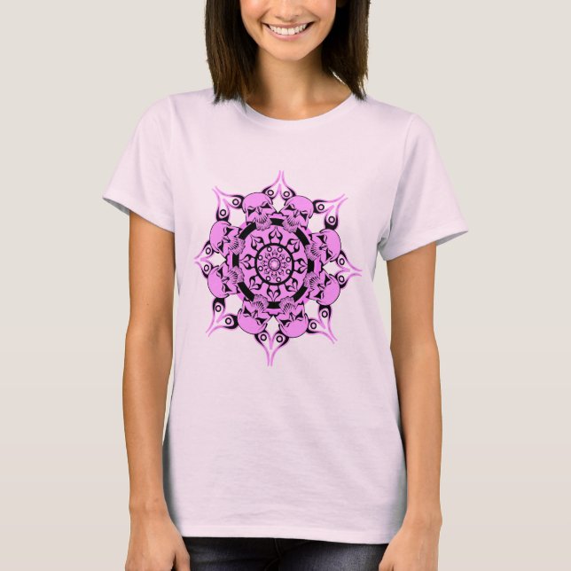 T-shirt Círculo Crânio Rosa (Frente)