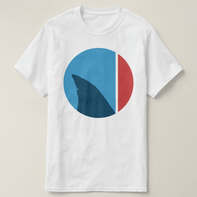 T-shirt círculo de barbatanas de tubarões (Frente do Design)