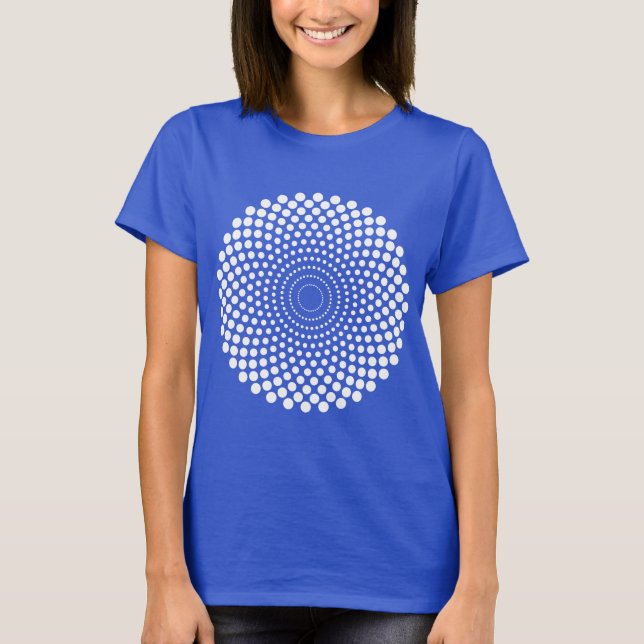 T-shirt Círculo de Meia-Tonalidade 02 - Branco a Escuro (Frente)