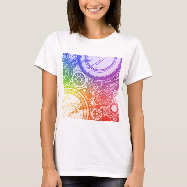 T-shirt Círculos do Grunge: Edição do arco-íris: (Frente)
