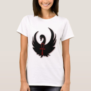 T-shirt Cisne preta com Ankh