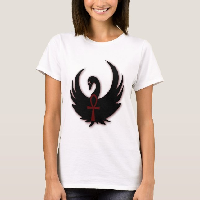 T-shirt Cisne preta com Ankh (Frente)