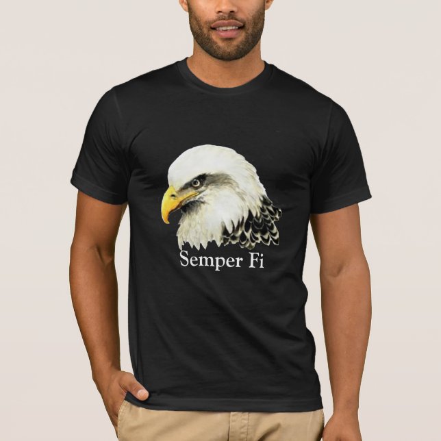 T-shirt Citação das Marines Semper Fi Bald Eagle (Frente)