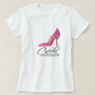 T-shirt Citação de Calçados Rosa da Princesa Cinderela