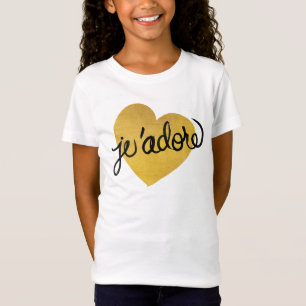 T-shirt Citações coração preto & Dourado de de J'adore