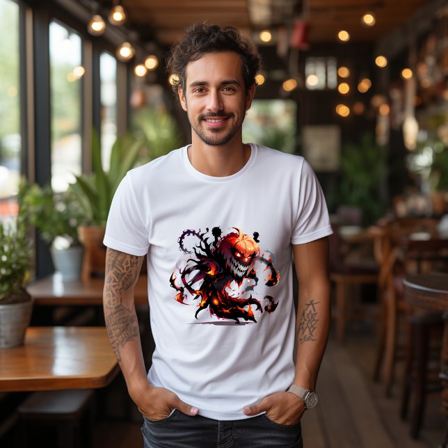 T-shirt Citrouille Epouvantail d'Halloween en feu  (Criador carregado)