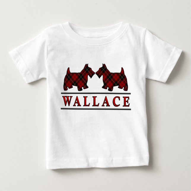 T-shirt Clan Wallace Tartan Scottie Dogs (Frente)