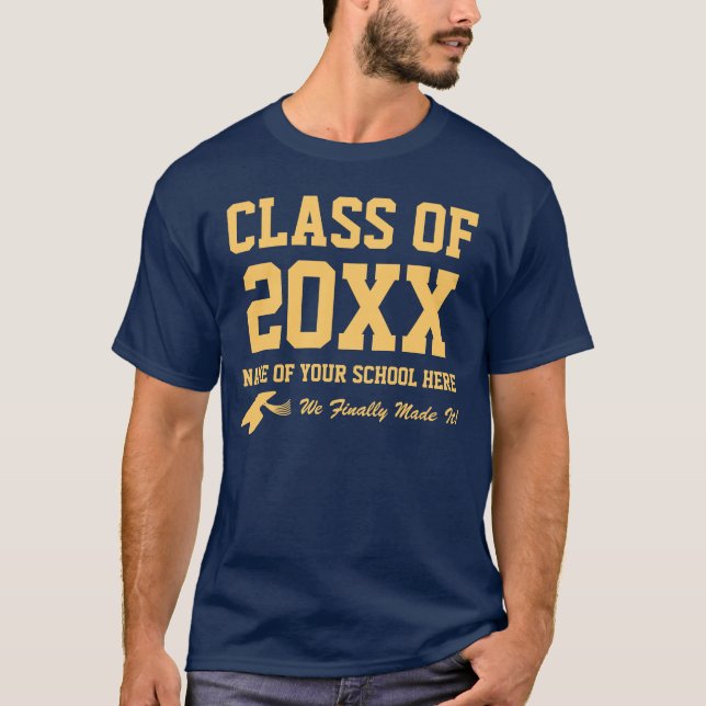 T-shirt Classe azul e Dourado de escola do costume 20XX (Frente)