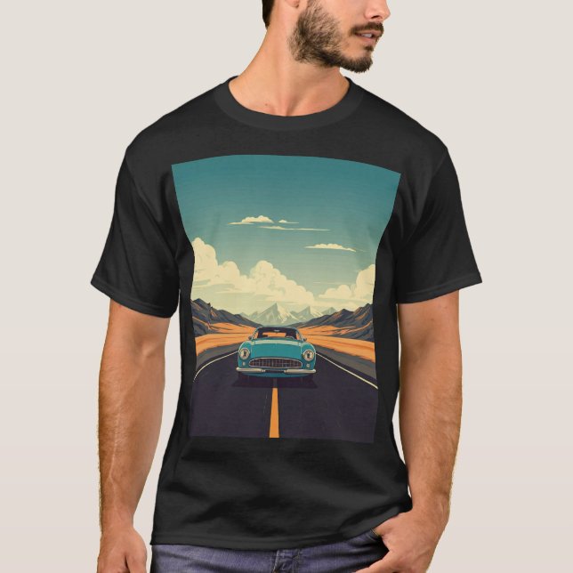 t-shirt clássica, carro vintage (Frente)