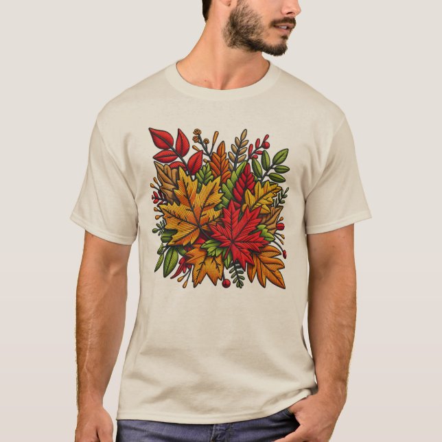 t-shirt clássica com bordado floral (Frente)
