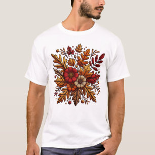 t-shirt clássica com bordado floral