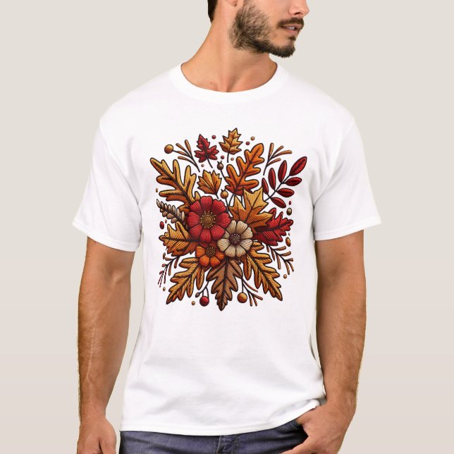 t-shirt clássica com bordado floral (Frente)