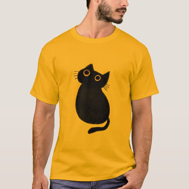 t-shirt clássica, desenho animado de gato (Frente)