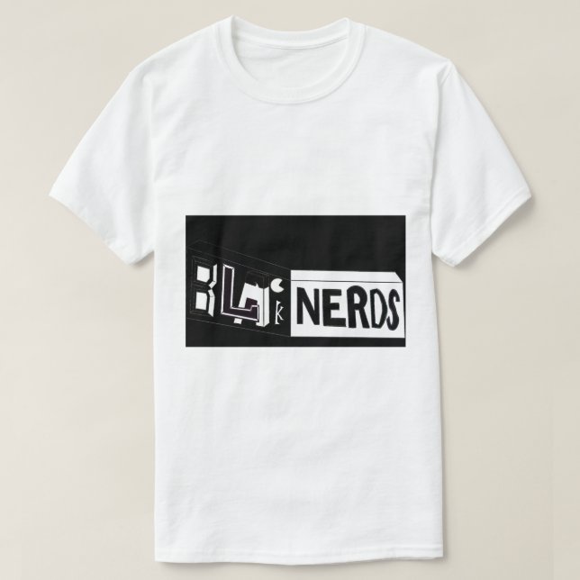 T-shirt Clássico Boxy básico do logotipo dos nerd pretos (Frente do Design)