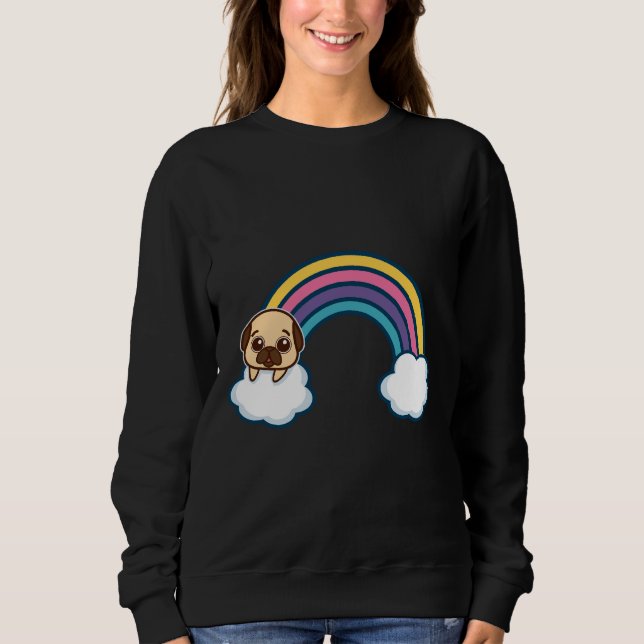 T-Shirt Clássico Clássico Cute Pug Colorful 917 (Frente)