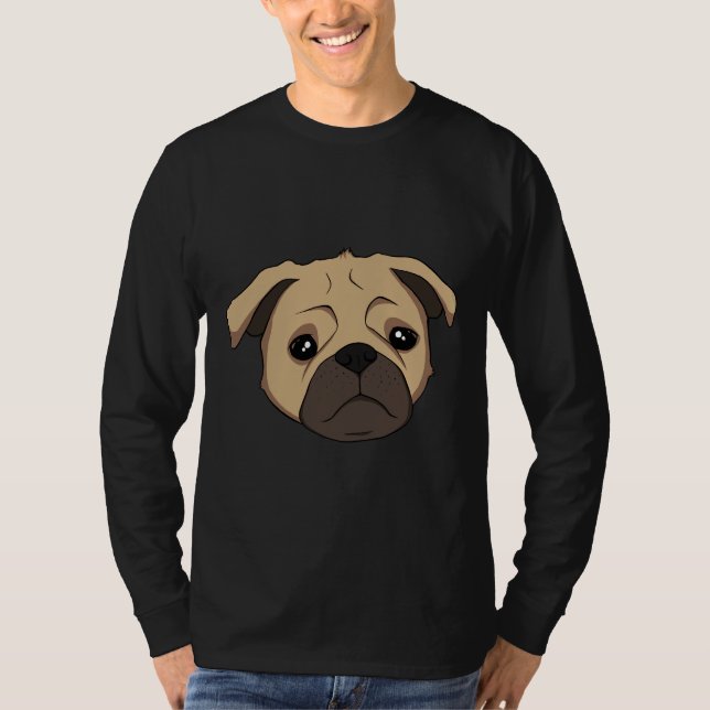 T-Shirt Clássico Com Cara De Pug Cuta 570 (Frente)
