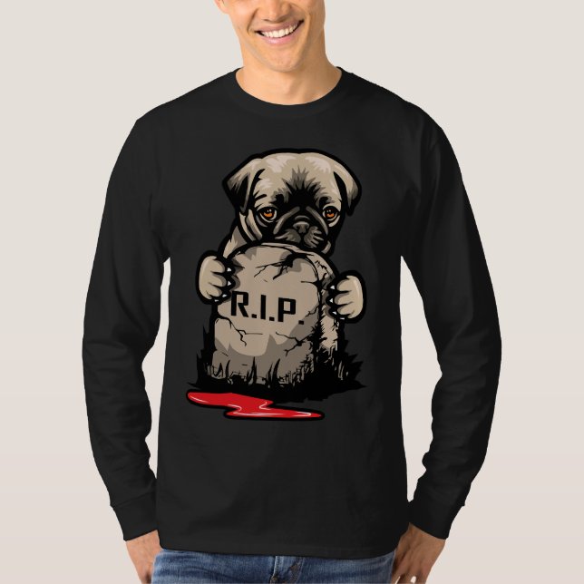 T-Shirt Clássico com Pedra Clássica de Cute Pug 95 (Frente)