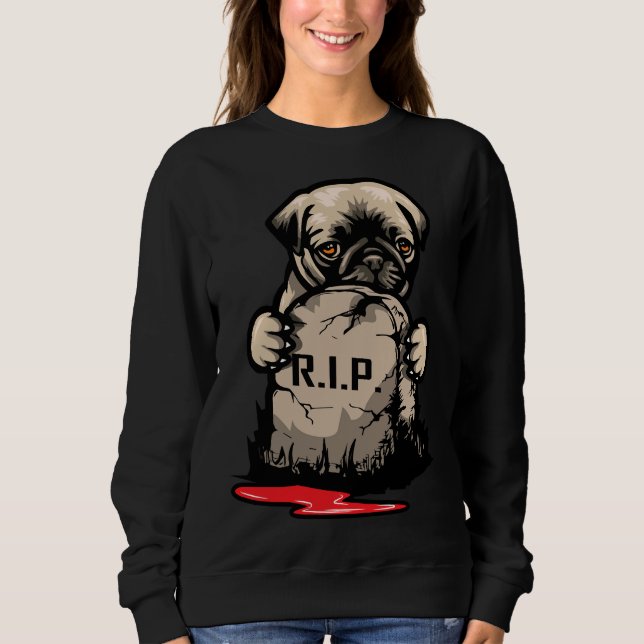 T-Shirt Clássico com Pedra Clássica de Cute Pug 95 (Frente)