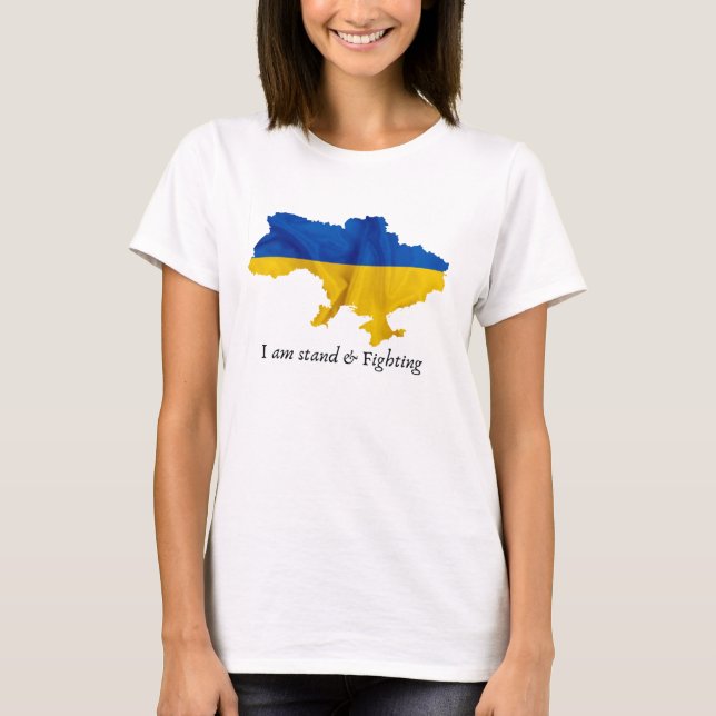 T-Shirt Clássico com Ucrânia Map (Frente)