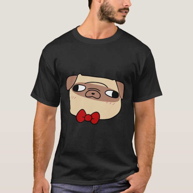 T-Shirt Clássico De arco Tie Pug Face 598 (Frente)