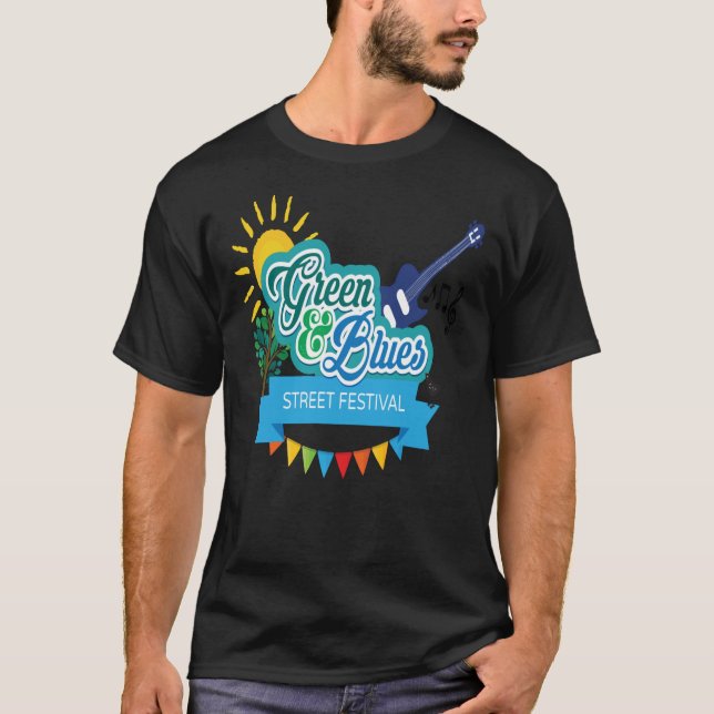 T-Shirt Clássico de MÚSICA VERDE E AZUL (Frente)