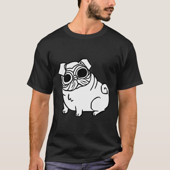 T-Shirt Clássico De Olhos Pug 463 (Frente)