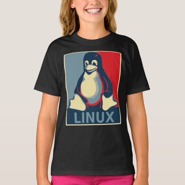 T-Shirt Clássico de poster da tux pinguin Linux (Frente)