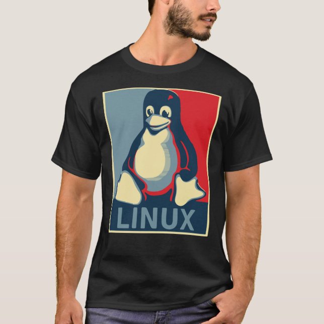 T-Shirt Clássico de poster da tux pinguin Linux (Frente)