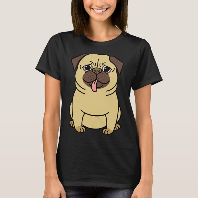 T-Shirt Clássico de Pug Cuto 246 (Frente)