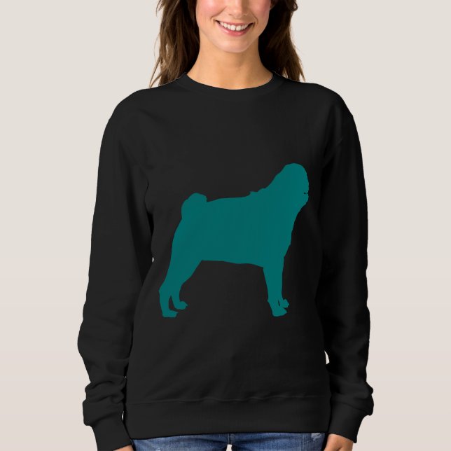 T-Shirt Clássico de Pug Teal 708 (Frente)