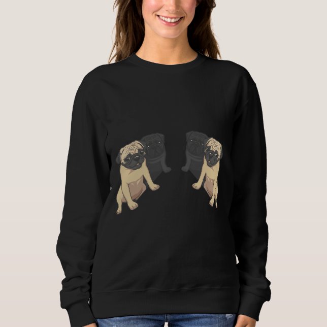 T-Shirt Clássico de Pugs Pretos e Fawn 160 (Frente)