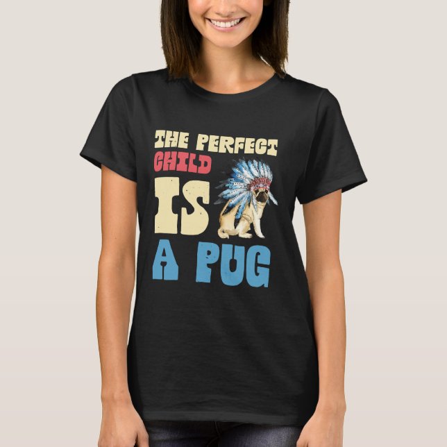 T-Shirt Clássico DESIGN de PUG CUTE 512 (Frente)