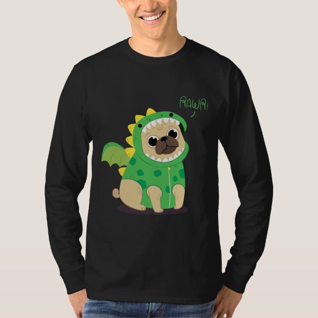 T-Shirt Clássico DESIGN do PUG DRAGON 423 (Frente)