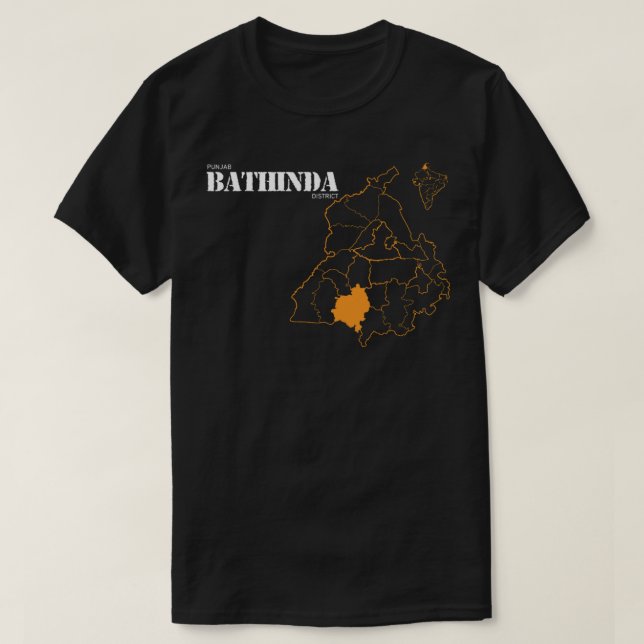 T-Shirt Clássico do Distrito de Punjab Bathinda (Frente do Design)