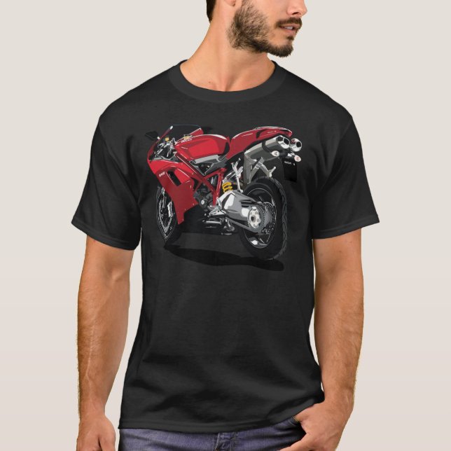 T-Shirt Clássico do Ducati 848 Bike CarToon (Frente)