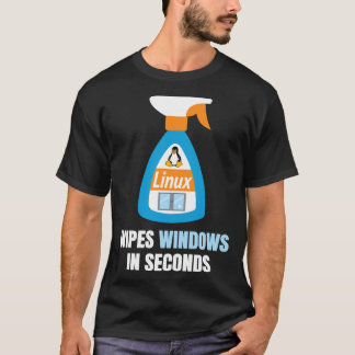 T-Shirt Clássico Engraçado Linux Windows Cleaner