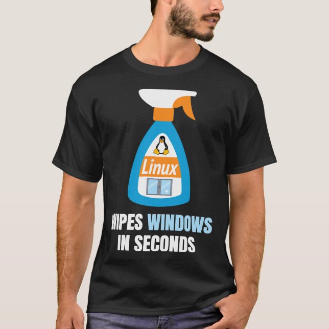 T-Shirt Clássico Engraçado Linux Windows Cleaner (Frente)