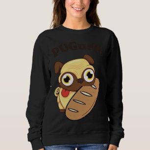 T-Shirt Clássico Engraçado Pug Baguette 124