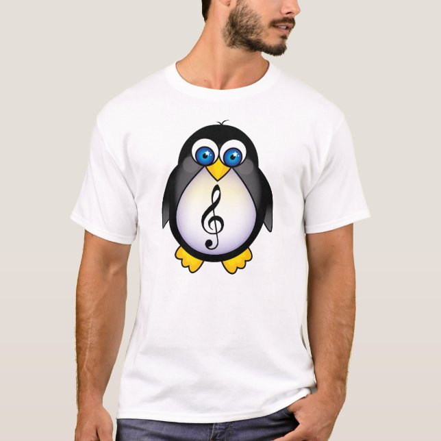 T-shirt Clef de triplo do pinguim da música (Frente)