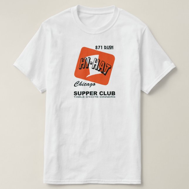 T-shirt Clube de jantar, Rua Rush, Chicago, IL. (Frente do Design)
