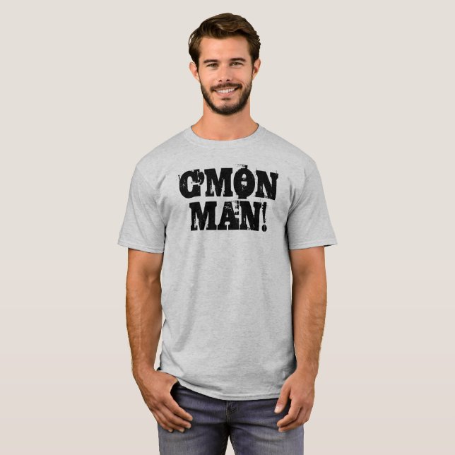 T-shirt C'mon homem!  Preto do Grunge (Frente Completa)