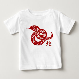 T-shirt Cobra vermelho ornamentado do chinês