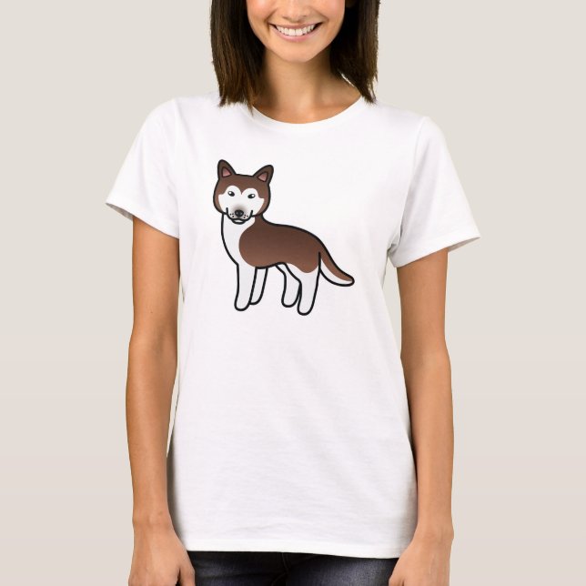 T-shirt Cobre Cartoon Husky Siberiano (Frente)